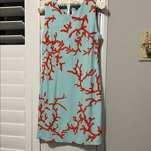 J. McLaughlin Aqua and Red Coral Mini Dress